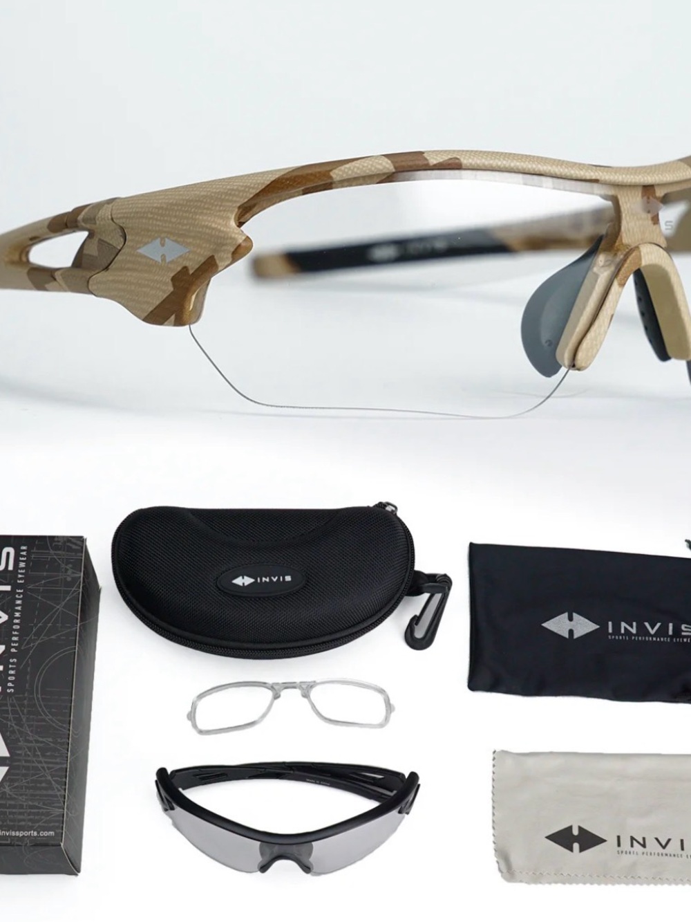 Women's Tan Camo Rimless Chromatic Sports Sunglasses-auto changes with lighting